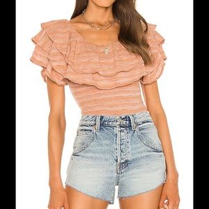 Free People Heirloom Top in Doe Combo